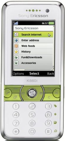 Sony Ericsson K660i zwart, wit, groen, rood
