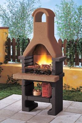 Palazzetti Pantelleria houtskool barbecue / grijs / steen / rechthoekig