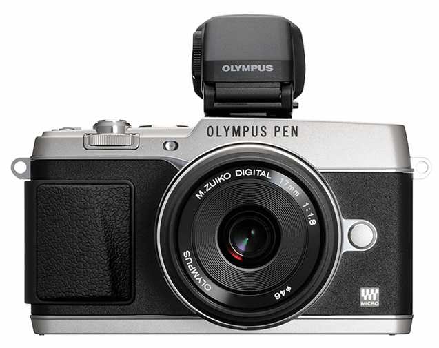 Olympus PEN E-P5 + M.ZUIKO 17mm + VF-4 zwart, zilver