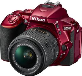 Nikon D5500 + AF-S DX NIKKOR 18-55mm zwart, rood