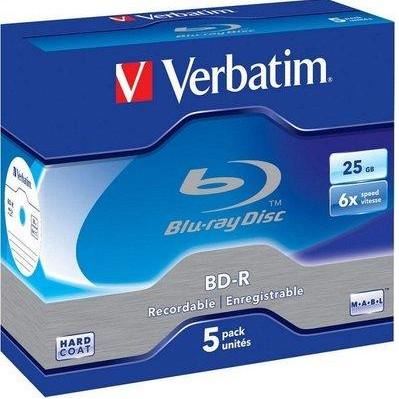 Verbatim 1x5 BD-R Blu-Ray 25GB 6x Speed Datalife No-ID Jewel