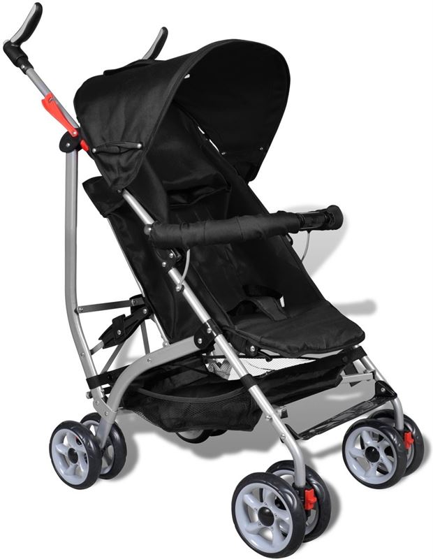 vidaXL Moderne kinderwagen zwart (5-standen