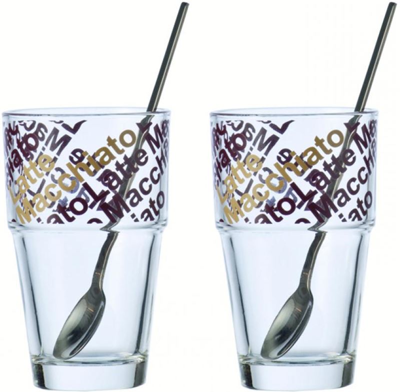 Leonardo Solo Latte Macchiato set - 2 Koffieglazen & 2 lepels