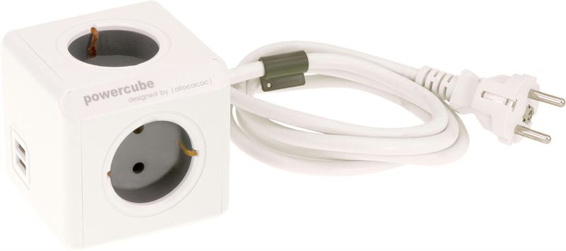 Allocacoc PowerCube Extended USB Grey 3m cable