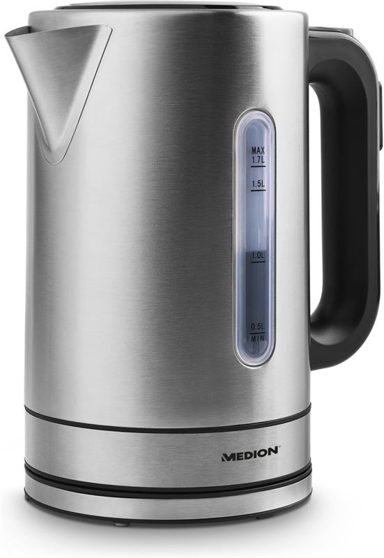 Medion Waterkoker met instelbare temperatuur MD 17385 rvs, zwart