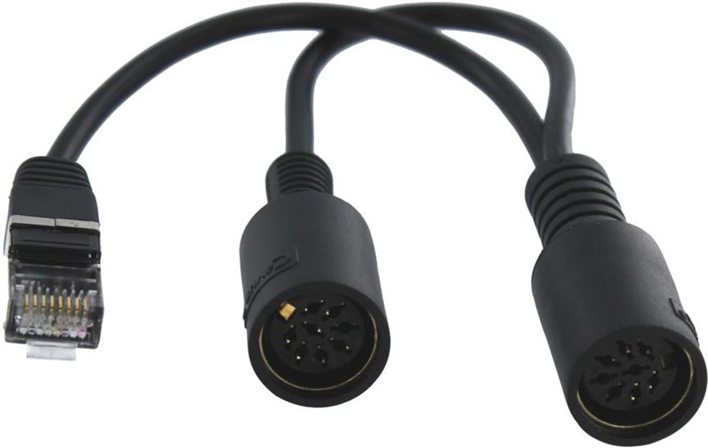 Cavus RJ 45 naar 2 x 8 pins DIN Powerlink splitter voor BO 0