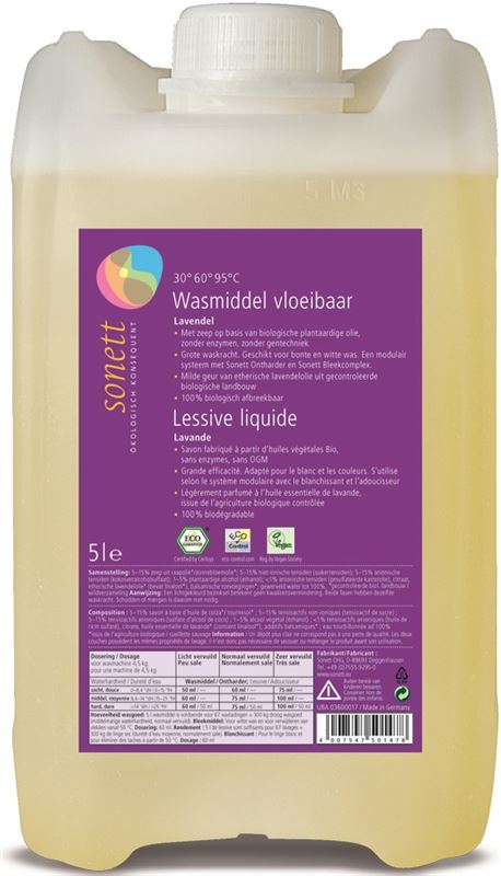 Sonett Wasmiddel Vloeibaar Lavendel 5L