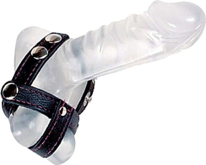 Doc Johnson Penis en balzak houder - leer