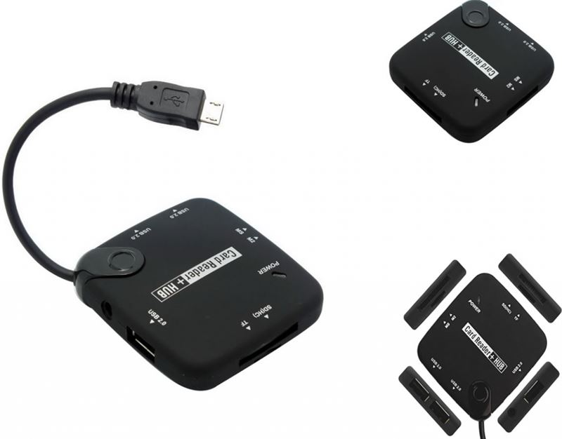 Samsung USB Hub en Card Reader voor Galaxy ace s5830 - zwart