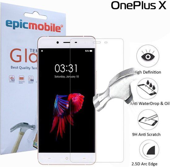 EPIC MOBILE - OnePlus X Screenprotector – Tempered Glass -9H Gehard Glas - 0.25mm 2.5D premium kwaliteit
