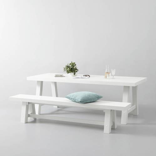 whkmp's OWN eettafel en eetkamerbankje Bushwick 220 cm Wit
