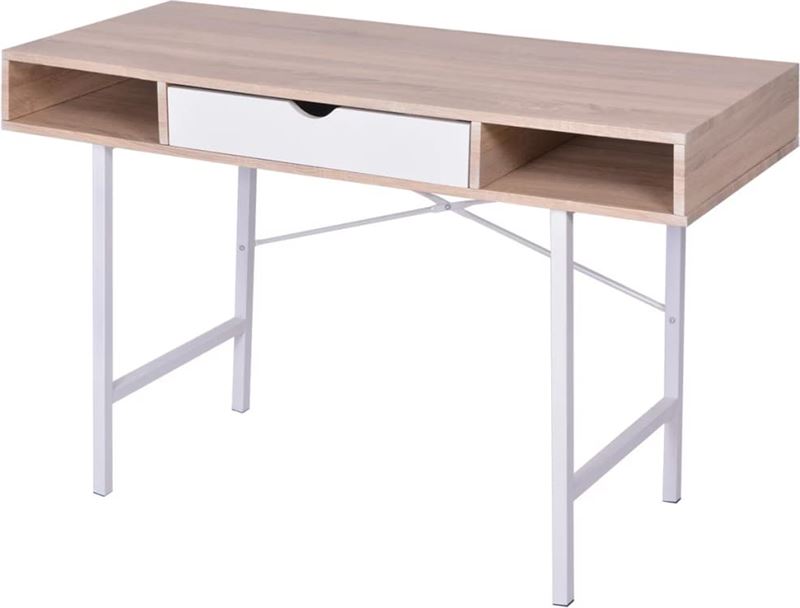 vidaXL bureau met 1 lade eiken en wit