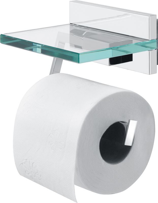 Tiger Safira toiletrolhouder met klep chroom glas