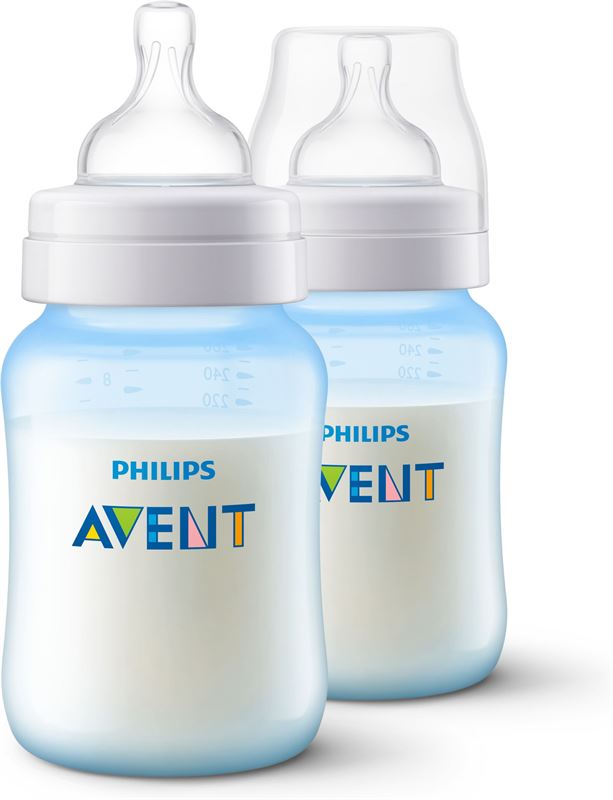 Philips 2 Bottles 9 oz/260 ml Classic+ baby bottle wit, blauw