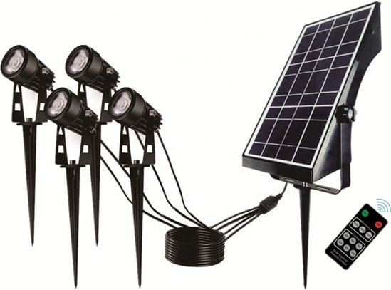 Solarlampkoning Solar LED Tuinspots Double Twins Met 4 Spots En Los