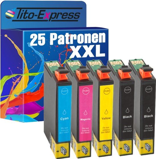 Tito Express PlatinumSerieÂ® 25 Cartridges XL Black Cyan Magenta Yellow Compatible voor Epson TE1291-TE1294/ Stylus Office B 42 WD / BX 305 FW / BX 305 F / BX 305 FW Plus / BX 320 FW / BX 525 WD / BX 535 WD / BX 625 FWD / BX 630 FW / B