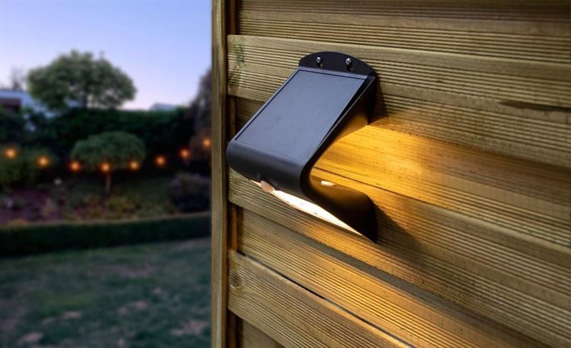 LumenXL Solar Wandlamp Voor Buiten Met Sensor 3 2 Watt Zwart