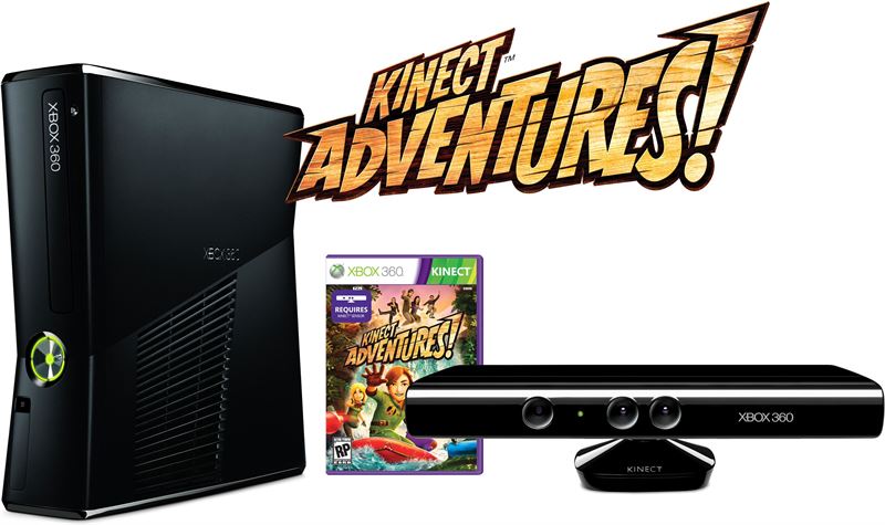 Microsoft Xbox 360 Slim 4GB + Kinect Adventures + Kinect 4GB / zwart / Kinect Adventures