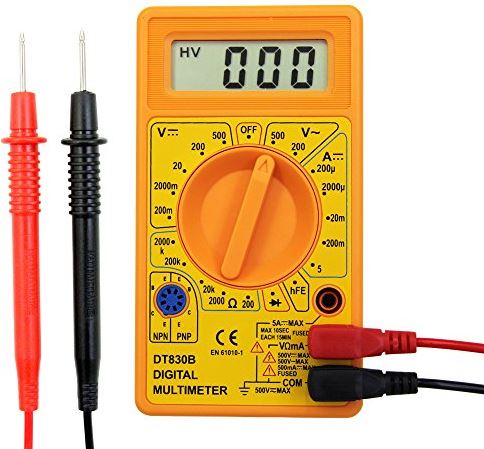Electraline 59002 digitale multimeter, elektronisch, 6 functies, 19 kaliber, geel