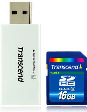 Transcend SDHC + Compact Card Reader S5, 8GB