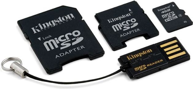 Kingston MicroSD with 2 adapters and USB-reader (2 GB)