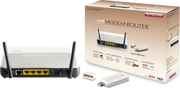 Sitecom Wireless ADSL2+ Modem Router 300N + Wireless 300N USB Adapter