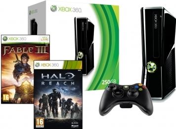 Microsoft Xbox 360 Slim, 250GB, BNDL, 1u, ENG 250GB / zwart