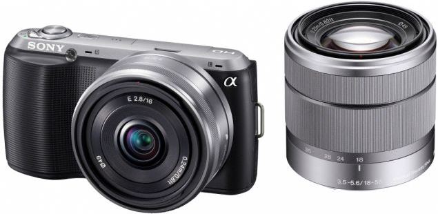 Sony α NEX-C3 Behuizing met standaardzoomlens en vaste lens zwart