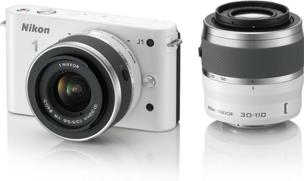 Nikon 1 J1 + NIKKOR VR 10-30mm + VR 30-110mm wit