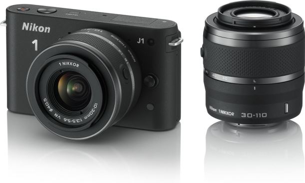 Nikon 1 J1 + NIKKOR VR 10-30mm + VR 30-110mm zwart