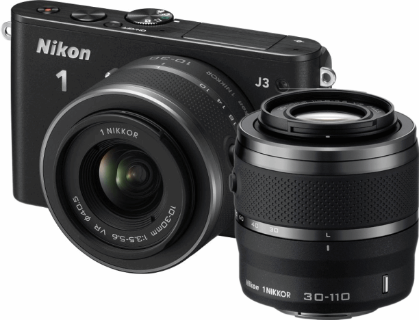 Nikon 1 J3 + 1 NIKKOR VR 10-30mm + 1 NIKKOR VR 30-110mm zwart