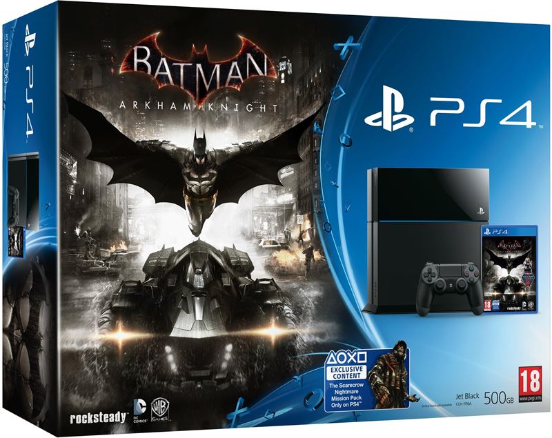 Sony Sony PlayStation 4 Console 500GB + 1 Wireless Dualshock 4 Controller + Batman: Arkham Knight - PS4 Bundel