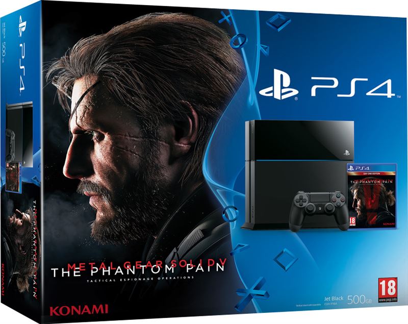 Sony Sony PlayStation 4 Console 500GB + 1 Wireless Dualshock 4 Controller + Metal Gear Solid V: The Phantom Pain - zwart PS4 Bundel