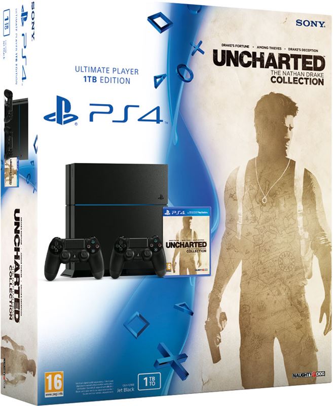 Sony PlayStation 4 1 TB + Uncharted: The Nathan Drake Collection + 2 controllers