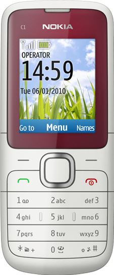 Nokia C1-01 wit, rood