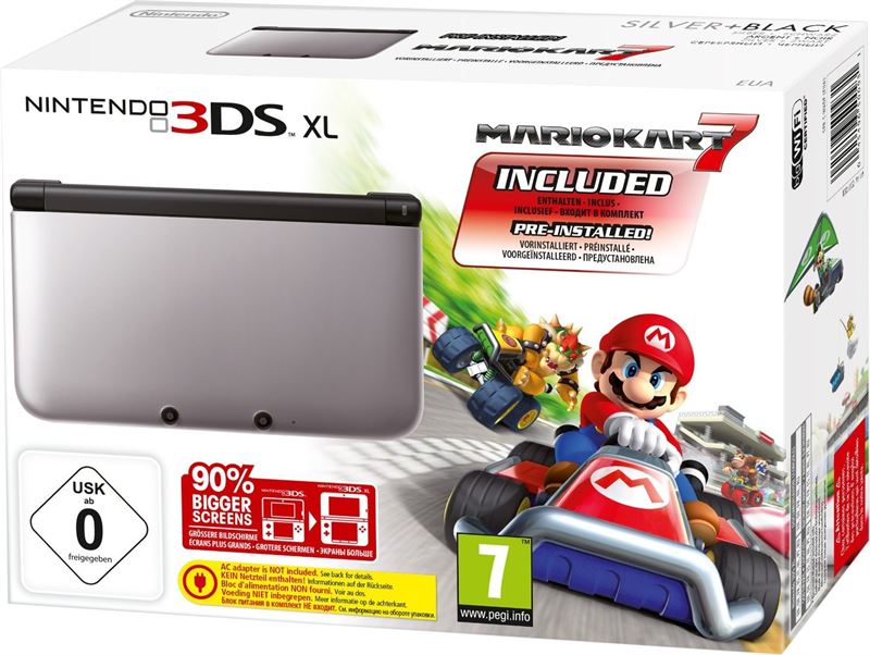 Nintendo 3DS XL zwart, zilver / Mario Kart 7