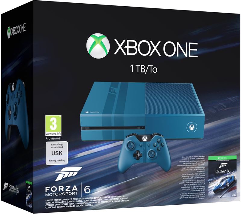 Microsoft Xbox One 1TB + Forza Motorsport 6 1TB / zwart, blauw / Forza Motorsport 6