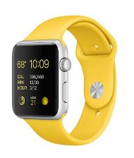 Apple Watch Sport 42mm zilverkleurig aluminium geel sportbandje