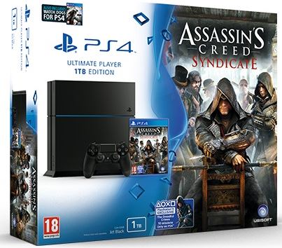 Sony Assassin's Creed Syndicate PS4 bundle 1TB / zwart / Assassin's Creed Syndicate + Watch Dogs