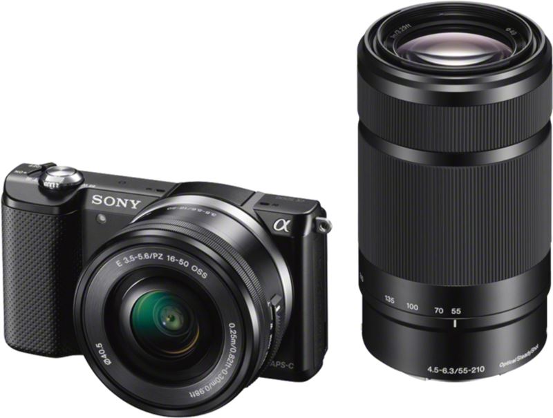 Sony Alpha A5000 + 16-50mm + 55-210mm Zwart zwart