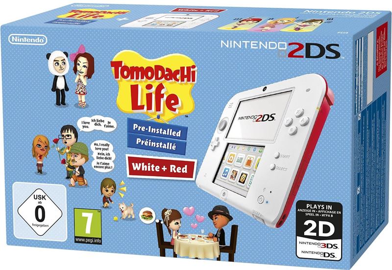 Nintendo 2DS wit, rood / Tomodachi Life