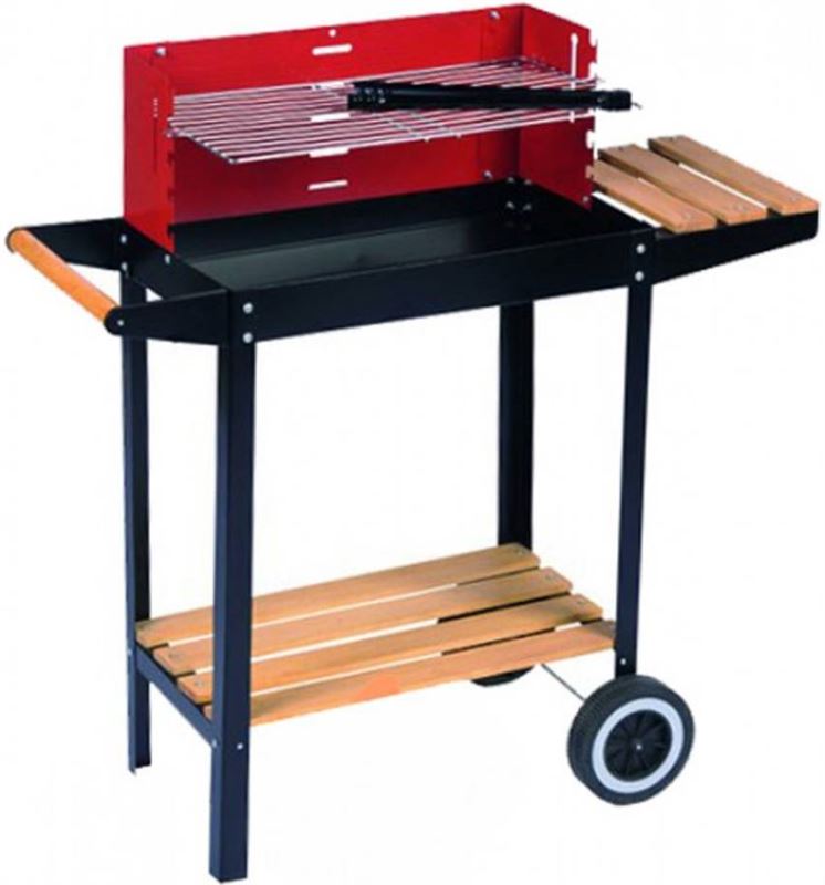 EDC BBQ Houtskool barbecue houtskool barbecue / zwart, rood, houtkleur / rechthoekig