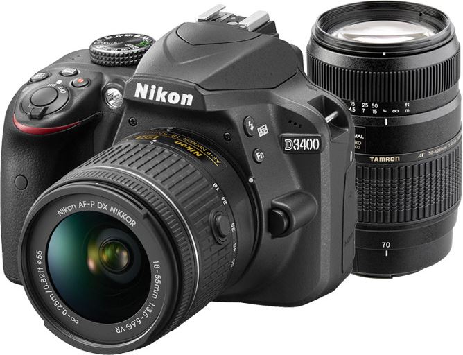 Nikon D3400 zwart + AF-P 18-55mm VR + Tamron 70-300mm Di LD Macro zwart