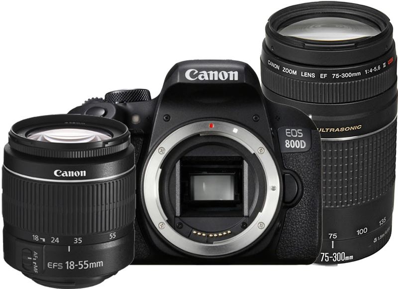 Canon EOS 800D + 18-55mm DC III + 75-300mm USM III