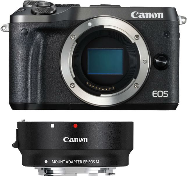 Canon EOS M6 zwart + EF-EOS M mount adapter