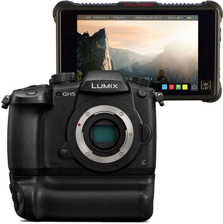 Panasonic Lumix DMC-GH5 zwart + DMW-BGGH5E Battery Grip + Atomos Ninja Inferno