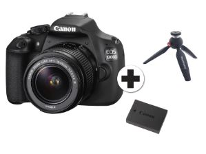 Canon EOS 1200D + EF-S 18-55 IS + LP-E10 + tripod Zwart