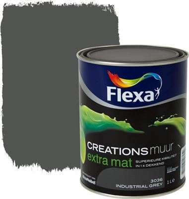 FLEXA Creations Muurverf - Mat Industrial Grey 1 liter | vergelijken | Kieskeurig.nl