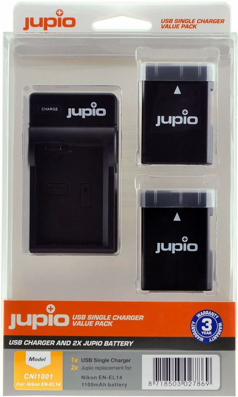 Jupio Nikon EN-EL14/EN-EL14A USB Single Charger Kit Merk