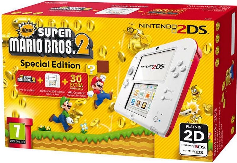 Nintendo 2DS + New Super Mario Bros. 2 wit / New Super Mario Bos.2